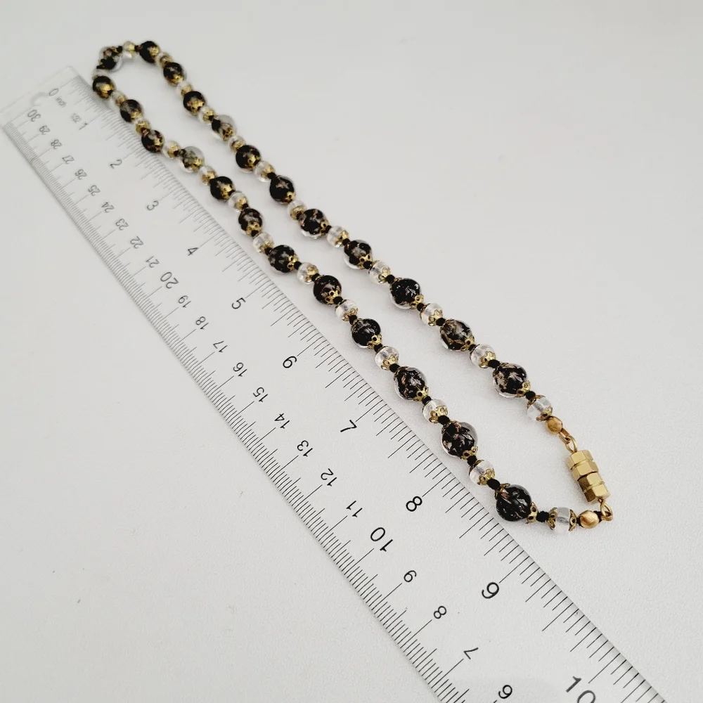 VINTAGE Murano Glass bead gold tone necklace - Picture 2 of 7